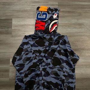 Black and Blue Bape Zip Up Hoodie Size M
